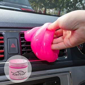 justtop universal cleaning gel for car, car cleaning kit, car crevice cleaner, auto air vent interior detail removal putty mud slime cleaner for car vents, pc, laptops, cameras(pink)
