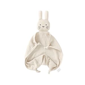 okdiy Organic Cotton Bunny Loveys for Babies,Newborn Baby Lovey Security Blanket,Lovies for Babies New Born Baby Unique Neutral Gifts Boys and Girls (Bunny-Khaki)