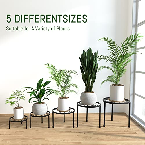 Linpla 5-Pack Decent Metal Plant Stands, Heavy Duty Flower Pot Stands for Multiple Plant, Anti-Rust Iron Plant Pot Shelf, Decoration Racks for Home Indoor and Outdoor (5 Pack Black)