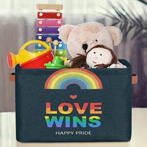 Rainbow LGBT Large Storage Bin Collapsible Storage Basket with Handles,Happy Pride Laundry Basket Hamper Organizer Foldable Storage Box for Toys Bedroom Kids Room Nursery Dorm Set of 1