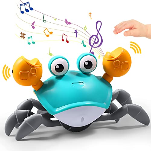 Crawling Crab Baby Toy Gifts, Infant Tummy Time Toys Crawling Toys with LED Light Up USB Rechargeable Dancing Toys for Toddler Crab Crawling Toys with Music for 0-6 6-12 3+ Year Old Boys Girls Toddler