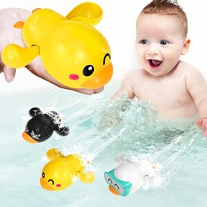 exorany bath toys for toddlers 1-3, wind up bathtub toddler toys for 1 2 3 4 year old boys girls gifts, baby bath tub pool water toys, cute floating swim ducks for toddlers age 1-2 2-4