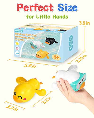 Exorany Bath Toys for Toddlers 1-3, Wind Up Bathtub Toddler Toys for 1 2 3 4 Year Old Boys Girls Gifts, Baby Bath Tub Pool Water Toys, Cute Floating Swim Ducks for Toddlers Age 1-2 2-4