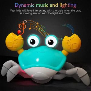 Crawling Crab Baby Toy Gifts, Infant Tummy Time Toys Crawling Toys with LED Light Up USB Rechargeable Dancing Toys for Toddler Crab Crawling Toys with Music for 0-6 6-12 3+ Year Old Boys Girls Toddler