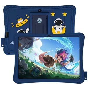 wetap kids tablet android tablets丨android 11 tablet for kids 2+32 gb toddler tablet 1024x600 ips touch screen dual camera wifi 5.0 parental control with kid-proof case (blue)
