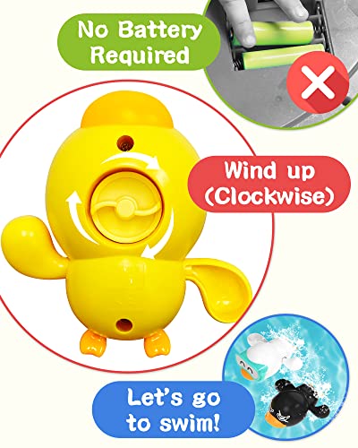 Exorany Bath Toys for Toddlers 1-3, Wind Up Bathtub Toddler Toys for 1 2 3 4 Year Old Boys Girls Gifts, Baby Bath Tub Pool Water Toys, Cute Floating Swim Ducks for Toddlers Age 1-2 2-4