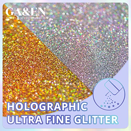 Holographic Ultra Fine Glitter 100g Silver+100g Gold Fine Glitter 200g/7.04oz Sparkle Glitter Powder for Resin Tumbler Project and Craft Iridescent Glitter for Nail Art and Body Makeup