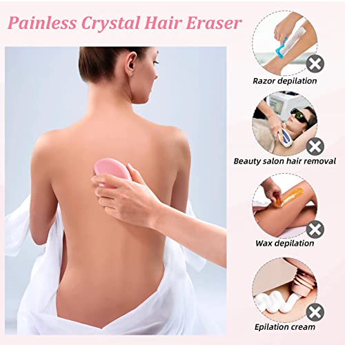 Crystal Hair Eraser for Hair Removal Device, Reusable Crystal Hair Remover for Women and Men, Painless Exfoliation Hair Removal Tool, Magic Hair Exfoliator for Back Legs Arms (Pink)