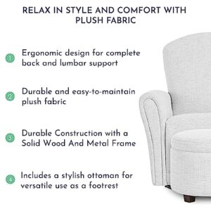 Evolur Vienna Swivel Glider with Ottoman in Fog Grey, Greenguard Gold Certified Nursery Chair Made from Sustainable FSC-Certified Wood, Tool-Free Assembly, Easy to Clean