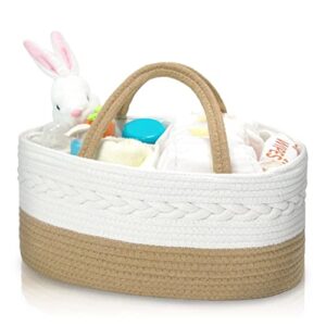 caroeas portable diaper caddy organizer, x-large nursery storage bin with divider, changing table organizer, baby gift baskets, brown