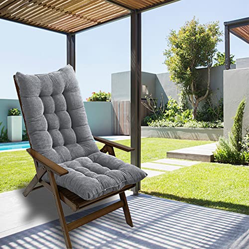 MASKMELLOW High Back Rocking Chair Cushion with Ties Non-Slip Chair Pad Overstuffed Seat Back Cushion Pad Tufted Pillow for Outdoor Indoor Home 37in (Grey)