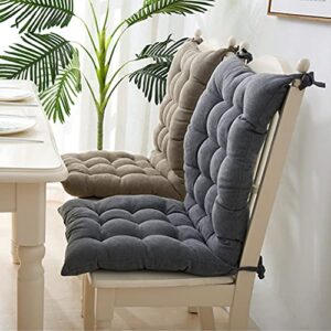 MASKMELLOW High Back Rocking Chair Cushion with Ties Non-Slip Chair Pad Overstuffed Seat Back Cushion Pad Tufted Pillow for Outdoor Indoor Home 37in (Grey)