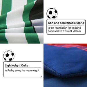A Nice Night Sports Patchwork for Boys Basketball Baseball Rugby Soccer Printed Toddler Bedding Set,Includes Comforter, Flat Sheet, Fitted Sheet and Pillowcase, Navy