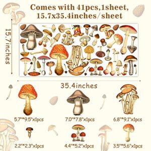 Vintage Mushroom Wall Decals Peel and Stick Retro Mushrooom Wall Stickers Large Big Mushroom Wall Stickers Removable Colorful Mushroom Wall Decals for Kids Room Nursery Decor