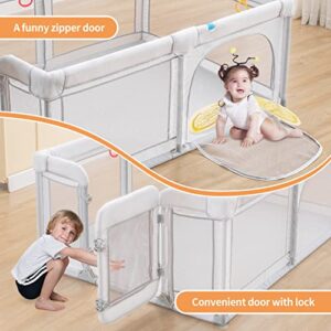 Baby Playpen for Babies and Toddlers, Extra Large Baby Gate Playpen with Door, 63"X47" Baby Play Yards with Soft Breathable Mesh, Baby Fence Play Area (63"X47"X27")