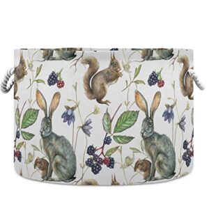 visesunny forest gray hare mouse squirrel flower herb berry laundry baskets fabric storage bin storage box collapsible storage basket toy clothes shelves basket for bathroom,bedroom,nursery,closet,off