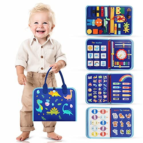 Goopreen Busy Board Montessori Toys for 1 2 3 4 Year Old Girls & Boys Sensory Toys for Toddlers 1-3, Educational Learning Basic Motor Skills - Travel Toys for Plane Car, Gift for 1-4 Yr Kids