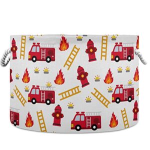 visesunny firefighter fire truck laundry baskets fabric storage bin storage box collapsible storage basket toy clothes shelves basket for bathroom,bedroom,nursery,closet,office