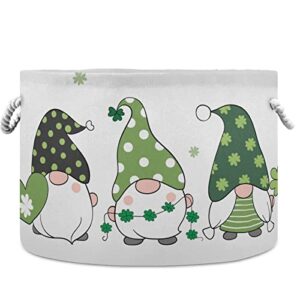 visesunny gnome with clover leaf st patrick's day laundry baskets fabric storage bin storage box collapsible storage basket toy clothes shelves basket for bathroom,bedroom,nursery,closet,office