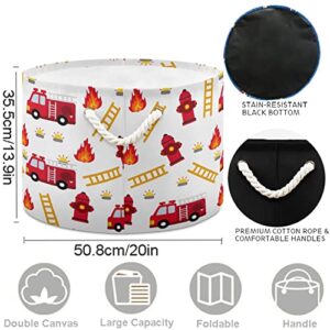 visesunny Firefighter Fire Truck Laundry Baskets Fabric Storage Bin Storage Box Collapsible Storage Basket Toy Clothes Shelves Basket for Bathroom,Bedroom,Nursery,Closet,Office