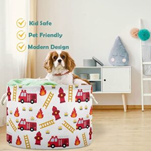 visesunny Firefighter Fire Truck Laundry Baskets Fabric Storage Bin Storage Box Collapsible Storage Basket Toy Clothes Shelves Basket for Bathroom,Bedroom,Nursery,Closet,Office