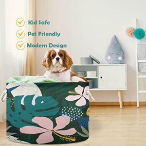 visesunny Hibiscus Floral Hawaiian Pattern Laundry Baskets Fabric Storage Bin Storage Box Collapsible Storage Basket Toy Clothes Shelves Basket for Bathroom,Bedroom,Nursery,Closet,Office