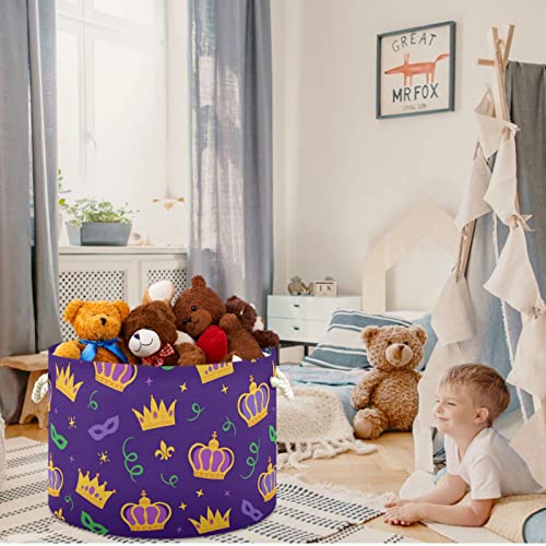 visesunny Mardi Gras Crown Carnival Mask Ribbon Fleur-de-lis Sparkles Laundry Baskets Fabric Storage Bin Storage Box Collapsible Storage Basket Toy Clothes Shelves Basket for Bathroom,Bedroom,Nursery,