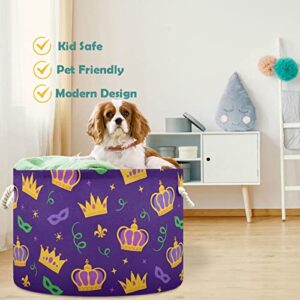 visesunny Mardi Gras Crown Carnival Mask Ribbon Fleur-de-lis Sparkles Laundry Baskets Fabric Storage Bin Storage Box Collapsible Storage Basket Toy Clothes Shelves Basket for Bathroom,Bedroom,Nursery,