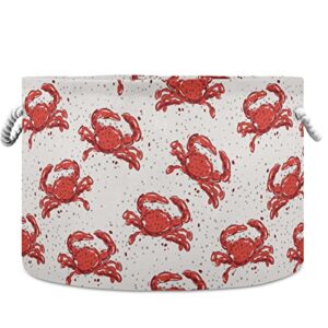 visesunny hand drawn red crab dot laundry baskets fabric storage bin storage box collapsible storage basket toy clothes shelves basket for bathroom,bedroom,nursery,closet,office