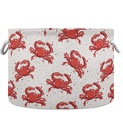 visesunny Hand Drawn Red Crab Dot Laundry Baskets Fabric Storage Bin Storage Box Collapsible Storage Basket Toy Clothes Shelves Basket for Bathroom,Bedroom,Nursery,Closet,Office