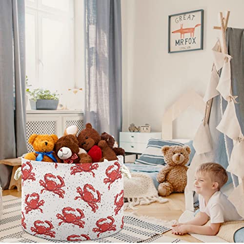 visesunny Hand Drawn Red Crab Dot Laundry Baskets Fabric Storage Bin Storage Box Collapsible Storage Basket Toy Clothes Shelves Basket for Bathroom,Bedroom,Nursery,Closet,Office