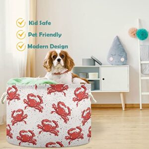 visesunny Hand Drawn Red Crab Dot Laundry Baskets Fabric Storage Bin Storage Box Collapsible Storage Basket Toy Clothes Shelves Basket for Bathroom,Bedroom,Nursery,Closet,Office