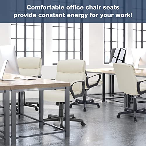 Executive Office Chair Computer Desk Chair with Padded Armrests, Ergonomic Chair Mid Back Lumbar Support and Adjustable Height & Tilt Angle Home Office Desk Chairs PU Leather Swivel Rolling Chair