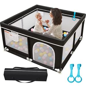 baby playpen 50"x50", dosptruy playpen for babies and toddlers, indoor & outdoor kids activity center with suction cup base, infant safety gates with breathable mesh, play yard for baby