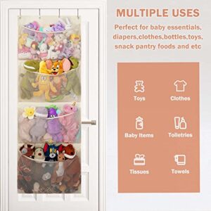 VICTOR'S Stuffed Animal Storage, Over The Door Organizer Storage for Closet, Baby, Plush Toy, Stuffed Animal Holder with 4 Large Hidden Pockets, Room Organizer for Nursery, Bedroom, Kids' Room, Beige