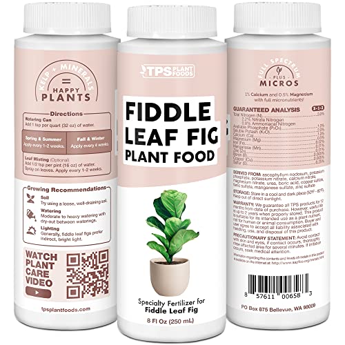 Fiddle Leaf Fig Plant Food for All Fig and Other Ficus Trees, Liquid Houseplant Fertilizer 8 oz (250mL)