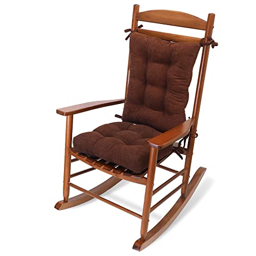 Tromlycs Indoor Rocking Chair Cushion for Rocking Chair Pads Back and Seat Sets with Ties 2 Piece Brown