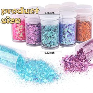 Holographic Chunky and Fine Glitter Mix, 45 Colors Festival Chunky Sequins & Fine Glitter Powder, Iridescent Glitter Flakes, Cosmetic Face Body Eye Hair Nail Art Resin Tumbler Glitter Loose Glitter