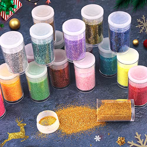 Ultra Fine Glitter 45 Colors Set, Holographic Glitter Powder for Tumblers, Arts and Craft Glitter, Iridescent Glitter for Epoxy Resin, Cosmetic Glitter for Body Nail Face Hair Eyeshadow Makeup