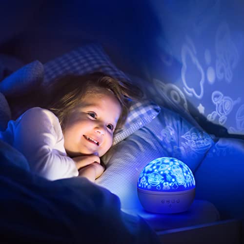 Baby Yoda Projection Lamp for Kids Bedroom Decor, Grogu Night Light for Boys & Girls Birthday, 360 Degree Rotating Night for Star War Christmas Gifts