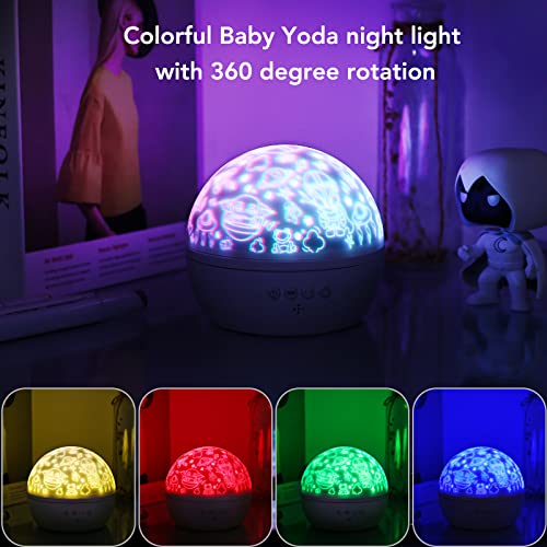 Baby Yoda Projection Lamp for Kids Bedroom Decor, Grogu Night Light for Boys & Girls Birthday, 360 Degree Rotating Night for Star War Christmas Gifts