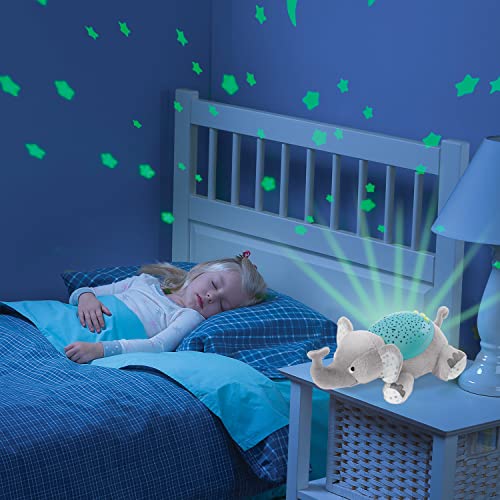 Summer Slumber Buddies Soother (Gray/Teal Elephant) – Projector Night Light for Kids with Calming Songs and Sounds