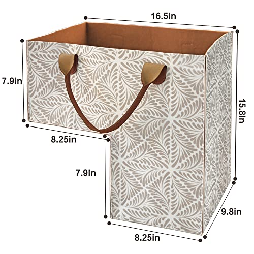 MIXNUS Stair Basket with Handles Felt Staircase Baskets for Carpeted and Wooden Stairsteps Stair Storage Organizer for Laundry Home and Office Decor, Beige