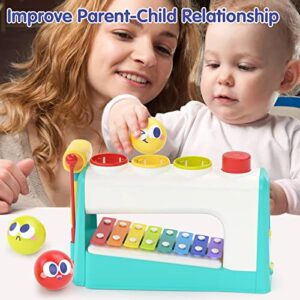 HOLA Toys for 1 Year Old Boy Gifts- 4 in1 Musical Pounding Toy with Xylophone, Baby Toys 12-18 Months, 1 Year Old Toys for Boys Toddler Toys Age 1-2 3, Montessori Toys for 1 Year Old Girl Gifts