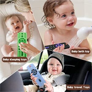 FATEORT New Upgrade Key Presses 2-Pack Silicone Baby Teething Toys for Babies 3 Months+, Pressable Remote Control Shape Teething Toys Boys Girls Baby Chew Toys, Relief Baby Teething Gum