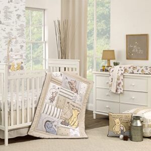 Disney Classic Pooh Hunny Fun with Piglet and Tigger White and Taupe Super Soft Baby Blanket