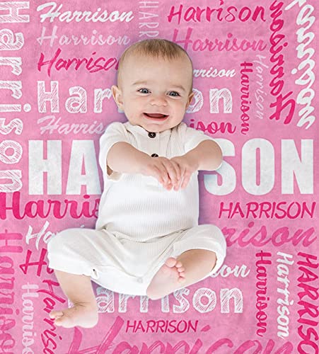 Yeahill Personalized Baby Blankets for Boys Girls, Custom Baby Blanket with Name Personalized Throw Blanket for Kids Baby Newborn, Personalized Baby Gift for Birthday Chrismas Halloween (30x40in)