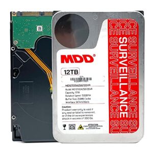 mdd (mdd12tsata25672dvr) 12tb 7200rpm 256mb cache sata 6.0gb/s 3.5inch internal surveillance hard drive - 3 years warranty