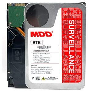mdd (mdd8tsata12872dvr) 8tb 7200rpm 128mb cache sata 6.0gb/s 3.5inch internal surveillance hard drive - 3 years warranty