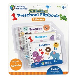 learning resources skill builders! preschool flipbooks -3 pieces, ages 3+, preschool learning activities, abc and numbers for toddlers, activity book